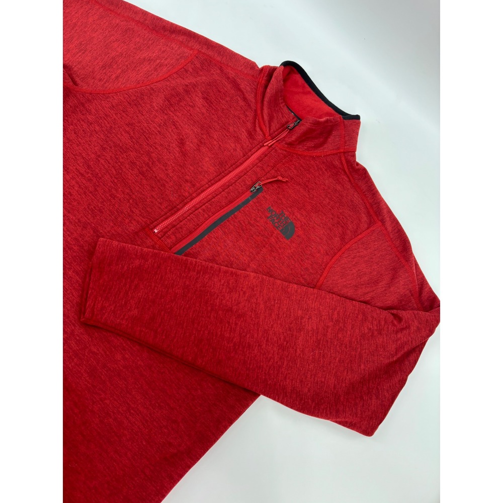 The North Face Mens Red Heathered Quarter Zip Pullover Fleece Jacket Size Medium
